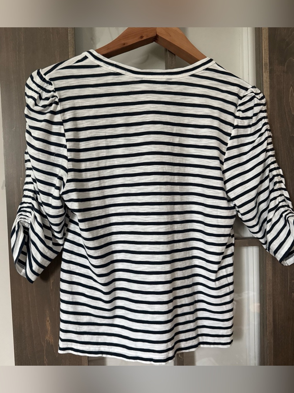 Veronica Beard Netto Striped Cotton T-Shirt Off White Marine Stripe Womens L - Picture 2 of 13